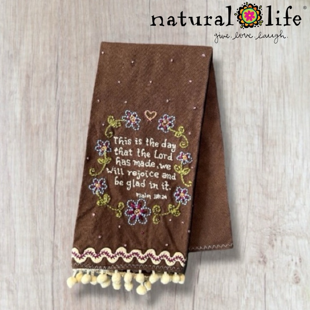 Natural Life Floral Embroidered Tea Towel